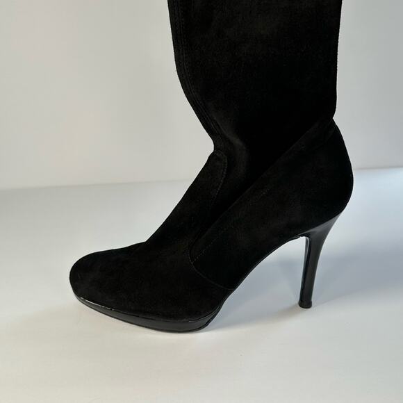 STUART WEITZMAN Black Stiletto Heel, Suede, Knee High Boots - Picture 2 of 13